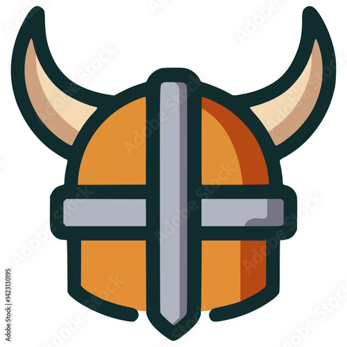 traditional viking helmet people culture history flat color vector illustration template design