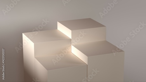 Blank podium display. Minimalist pedestal or showcase scene for present product and mock up. product display podium. 3d rendering geometric forms. 