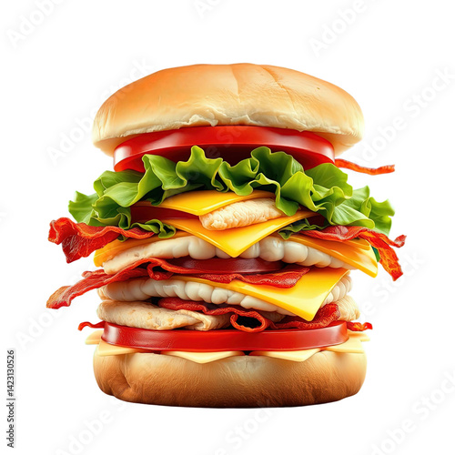 Irresistible Cheeseburger with Crispy Bacon and Fresh Lettuce transparent background