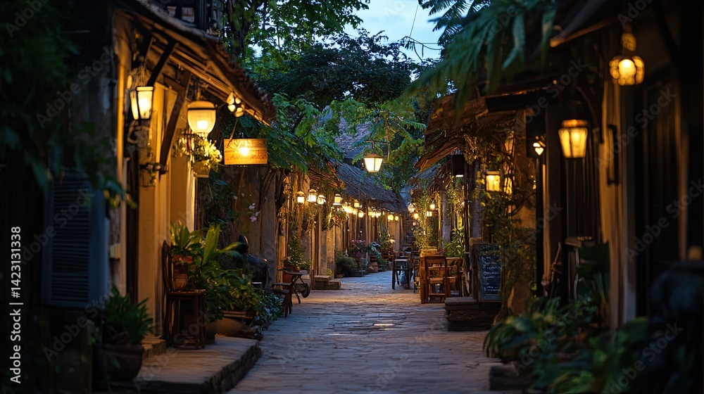 Evening Stroll Through a Historic Village, Exploring Old Streets as the Night Falls. - Evening Stroll Through a Historic Village, Exploring Old Streets as the Night Falls. -