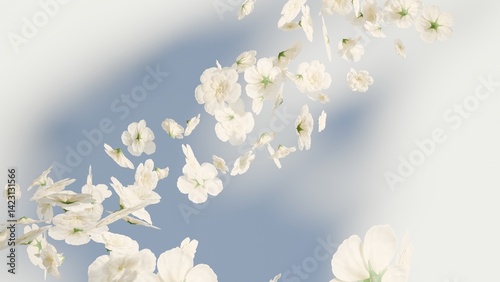 Spring cherry blossoms white flowers. Copy space image. Place for adding text and design