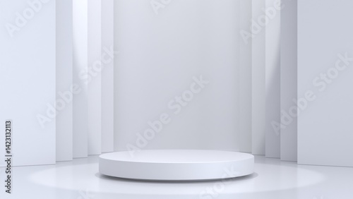 Blank podium display. Minimalist pedestal or showcase scene for present product and mock up. product display podium. 3d rendering geometric forms. 