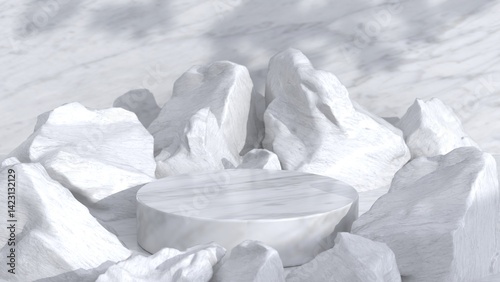 Blank podium display. Minimalist pedestal or showcase scene for present product and mock up. product display podium. 3d rendering geometric forms. 