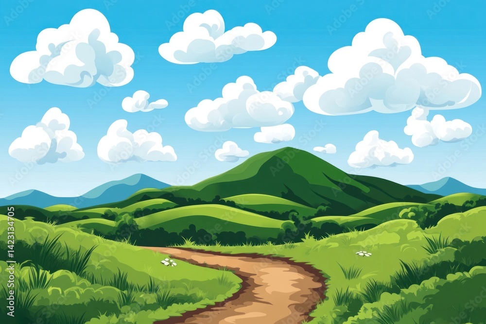 Fototapeta premium Landscape clouds path sky.