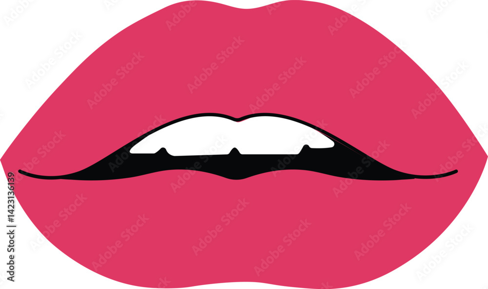 Stylized Vector Illustration of Luscious Pink Lips Stylized Vector Illustration of Luscious Pink Lips