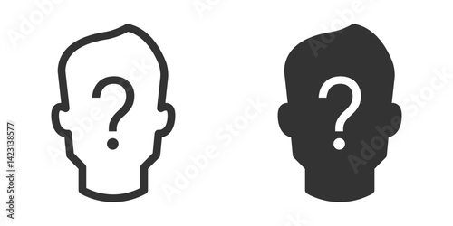 Vector illustration of head with question mark inside.