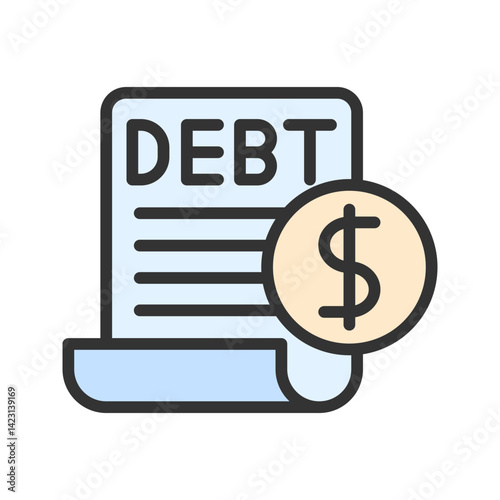 Debt icon vector image. Suitable for mobile apps, web apps and print media.