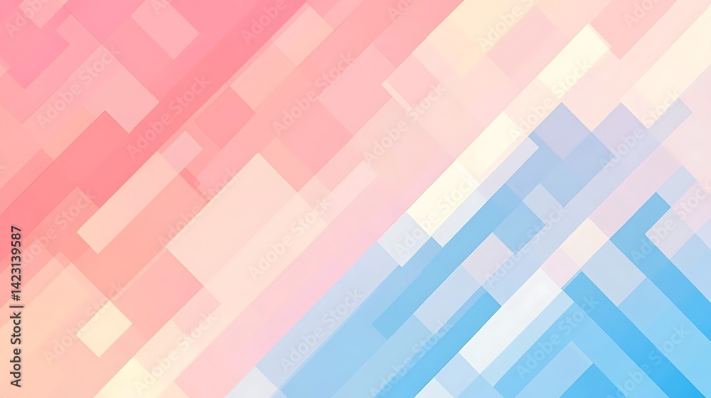Abstract Pastel Geometric Design Featuring Pink and Blue Rectangles Abstract Pastel Geometric Design Featuring Pink and Blue Rectangles
