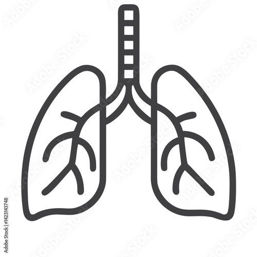 Lungs Icon for Medical Education, Healthcare Applications, Respiratory Disease Awareness, Pulmonology Materials, Hospital Websites, and Health Blog Illustrations