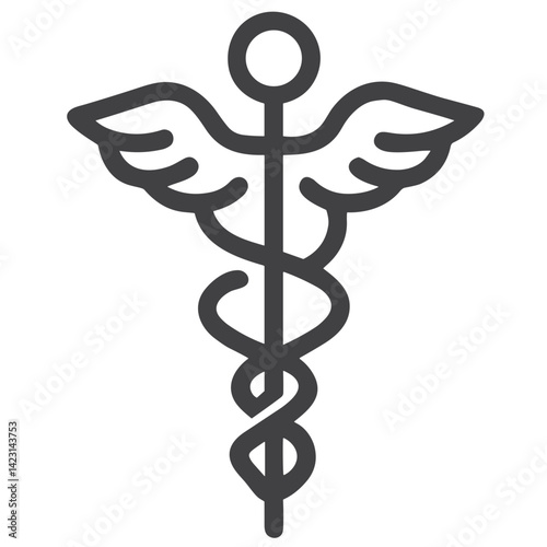 Caduceus Medical Symbol Icon for Healthcare Services, Doctor Websites, Medical Applications, Hospital Branding, Pharmacy Materials, and Professional Healthcare Marketing