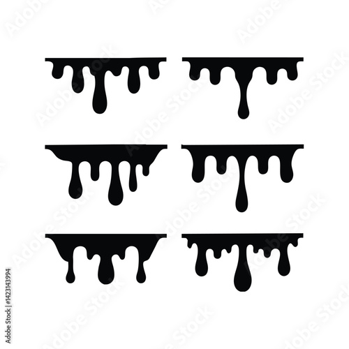 ​Collection of Dripping Paint Silhouette Icons in Vector Format for Designers​

