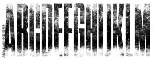Textured Font. Destroyed Letterpress Texture Ultra Condensed Font. Extremely detailed, individually textured characters with a distressed, weathered printed texture. Part 1 of 2