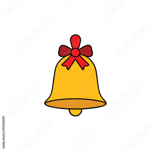bell with red ribbon