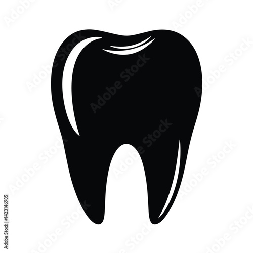 A simple flat icon of a tooth., Tooth icon, tooth silhouette vector on white background