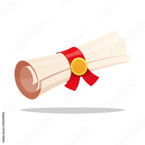 Graduation rolled diploma vector isolated on white background.
