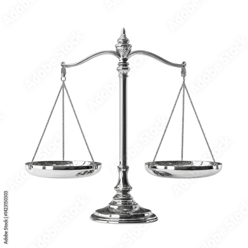 Elegant, classic balance scales symbolizing justice and fairness. This PNG illustration on a transparent background suits legal, financial, and ethical themes for various uses, including presentations