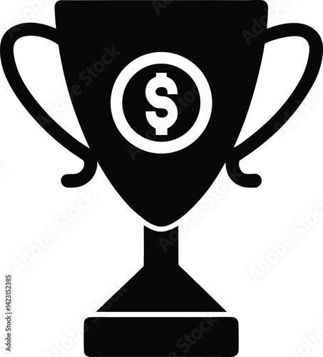 Financial Success Trophy Icon Black and White
