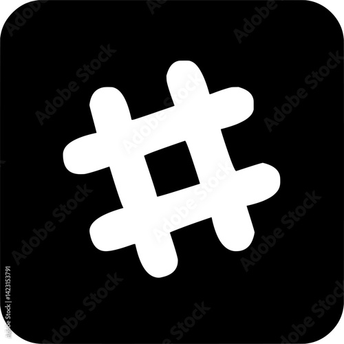 White Slack hashtag logo on black rounded square background.