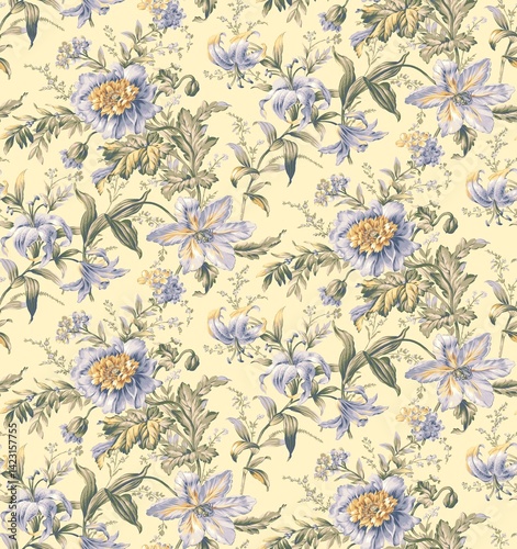 Wallpaper Mural seamless pattern with flowers Torontodigital.ca