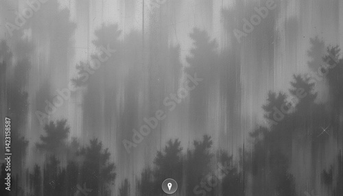 Mysterious foggy forest nature landscape monochrome photography tranquil environment aerial view ethereal ambiance