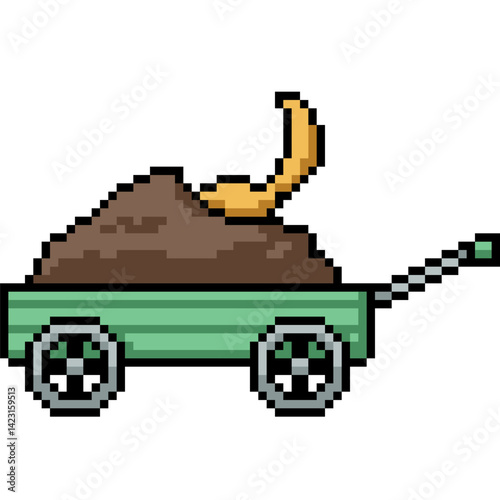 pixel art of doy play soil cart