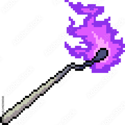 pixel art of fantasy match stick fire