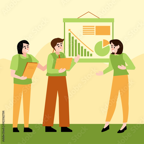Business Team Presentation Illustration – Vector Meeting Concept
