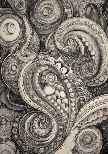 Intricate octopus pattern, abstract design, detailed swirls, background texture photo