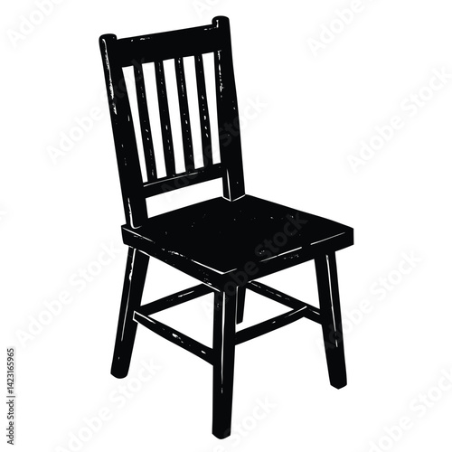 A simple black chair illustration on white background