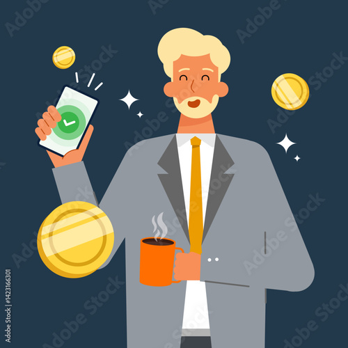 Male Using a Card for Quick and Easy Payment illustration