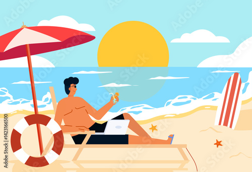 Beach Vacation Concept Illustration