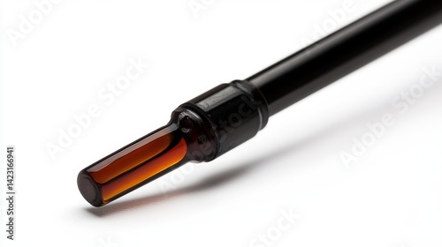 A close-up view of a sleek dropper with an amber glass tip. The design reflects modern aesthetics and functionality. Ideal for beauty and wellness products. Generative AI