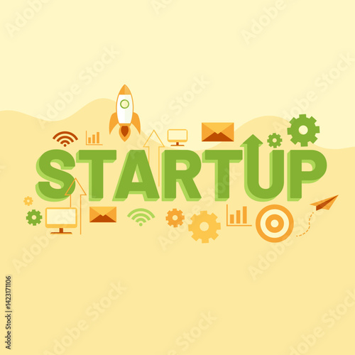 Start up typography concept illustration