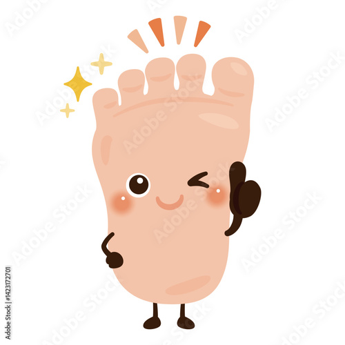 グッドサインを出す足のキャラクターイラスト