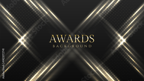 Radiant V-Shaped Golden Lights – Premium Black Background for Awards