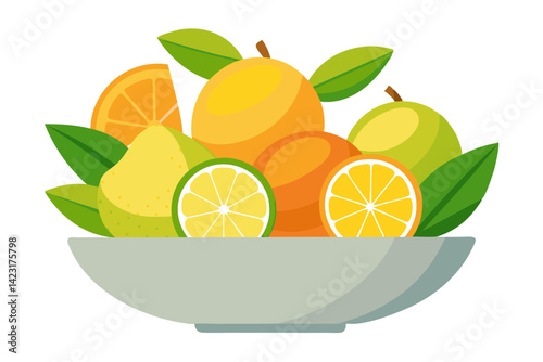 Fresh Citrus Fruit Bowl Full of Bright Colors