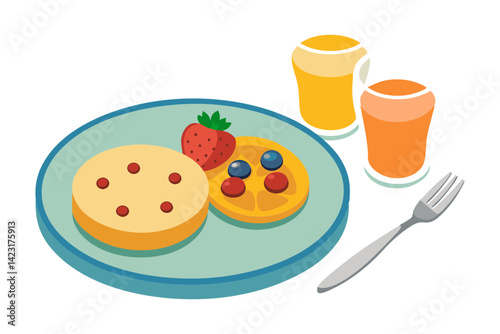 Healthy Breakfast with Fresh Berries and Juice