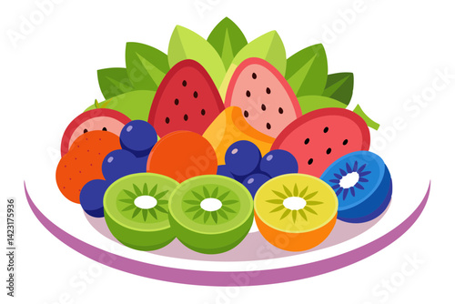 Fruit Platter with Kiwis Strawberries and Blueberries