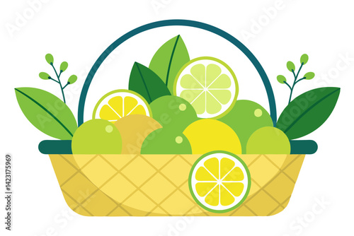 Rustic Basket of Limes and Lemons