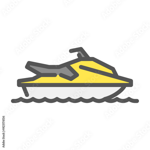 personal watercraft filled outline icon. watercraft color line illustration.