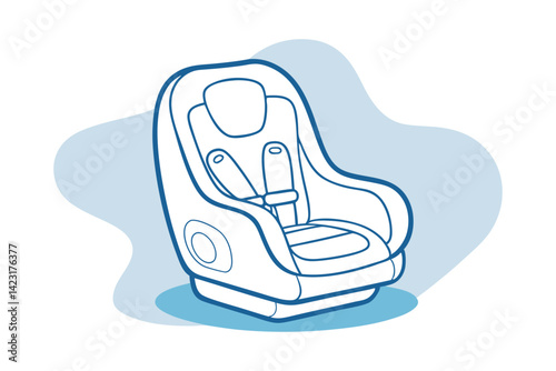 Ergonomic Child Car Seat Vector Design