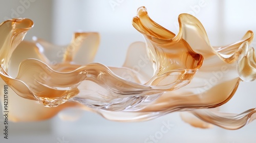 Fototapeta Naklejka Na Ścianę i Meble -  Abstract transparent shapes floating in air