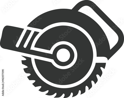 Circular Saw Tool Icon with Blade Teeth in Flat