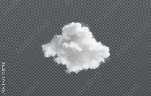 Vector realistic cloud, smoke or fog on isolated transparent background. Cloud png. Smoke png	