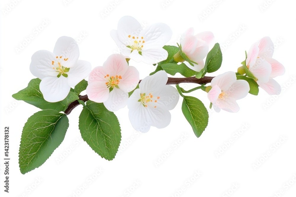 Obraz premium White pink flowers branch leaves leaf blossoms.