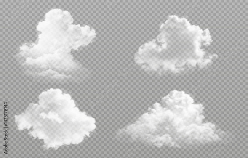 Vector realistic cloud, smoke or fog on isolated transparent background. Cloud png. Smoke png	