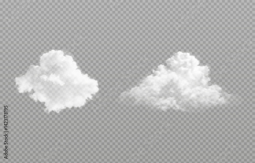 Vector realistic cloud, smoke or fog on isolated transparent background. Cloud png. Smoke png	