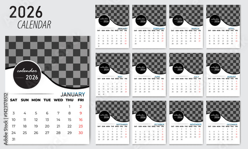 Minimalist 2025 Monthly Calendar Template Vector Design

