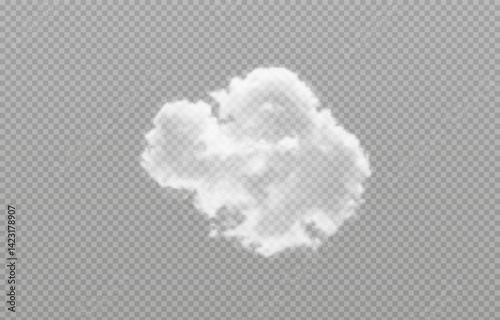 Vector realistic cloud, smoke or fog on isolated transparent background. Cloud png. Smoke png
