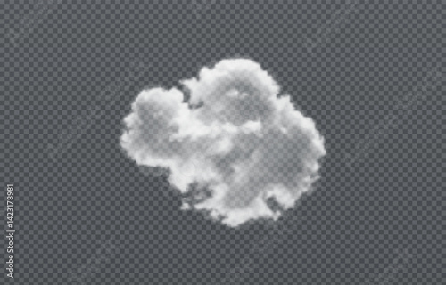 Vector realistic cloud, smoke or fog on isolated transparent background. Cloud png. Smoke png